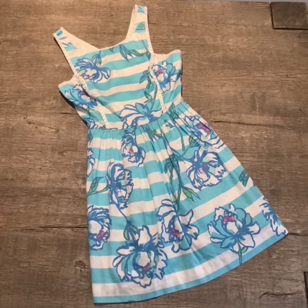 Lilly Pulitzer Sandrine Shorely Blue Tossing the Line Dress, Size 2
